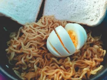 High angle view of noodles in plate