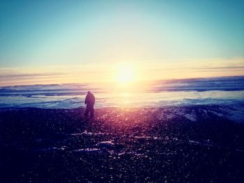 Scenic view of sunset over sea