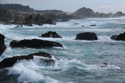 Scenic view of rocky coastline