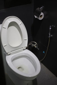 High angle view of toilet in bathroom