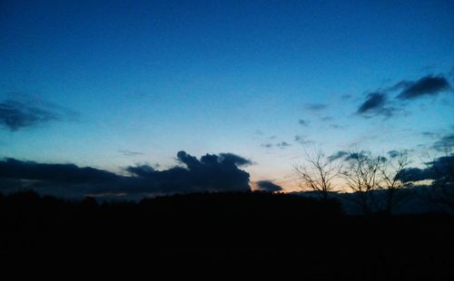 Silhouette trees against sky at sunset