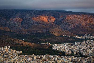 View of eastern athens from lycabettus hill, greece.