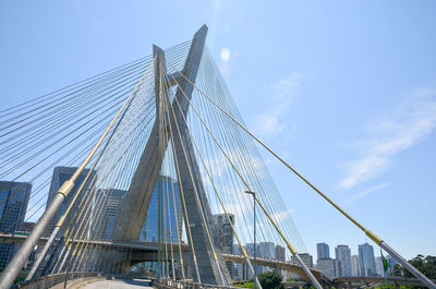 Low angle view of suspension bridge