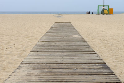 View of wooden jetty on beach