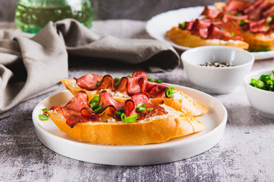 Close-up of food in plate on table