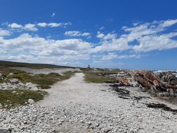 Scenic view of land against sky