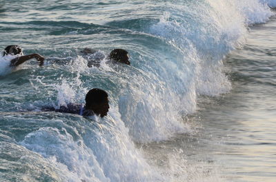 Waves splashing on shore