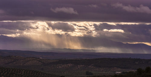 Scenic view of landscape against sky during sunset