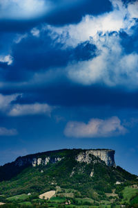 Scenic view of landscape against blue sky