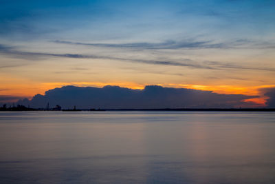 Scenic view of sea against sky at sunset