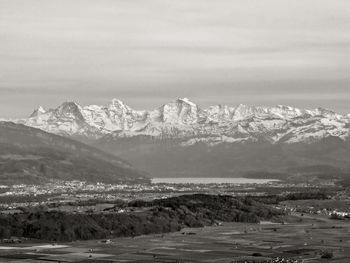 Scenic view of mountains against sky