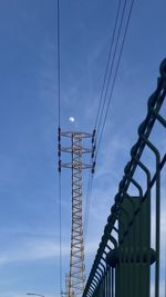 Low angle view of electricity pylon against sky