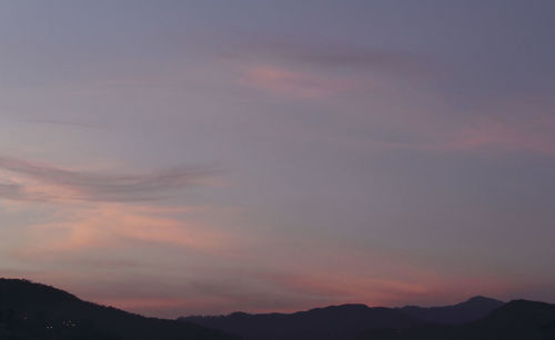 Silhouette mountains against sky during sunset