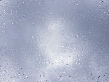 Full frame shot of raindrops on glass window