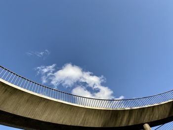 Low angle view of bridge against blue sky