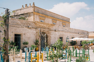 Low angle view of buildings in city