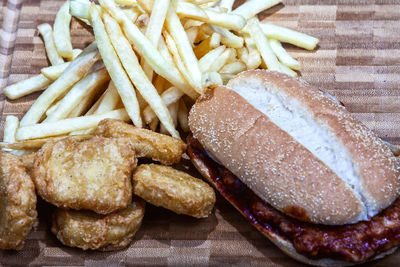 Close-up of burger on plate