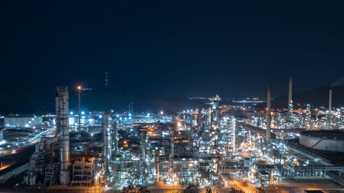 Illuminated buildings in city at night