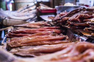 Close-up of meat for sale in market