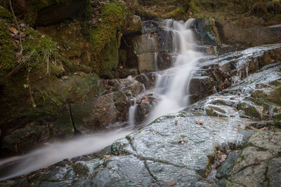 View of waterfall in forest