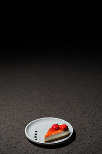 High angle view of dessert in plate on table