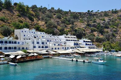 Houses by mountains at loutro