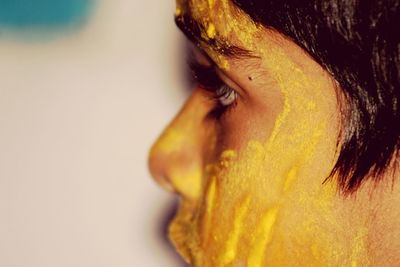 Close-up of boy looking away