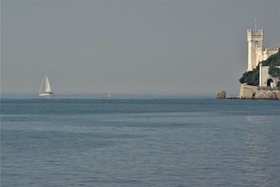 Scenic view of sea against clear sky