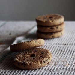 Close-up of chocolate cookies on table