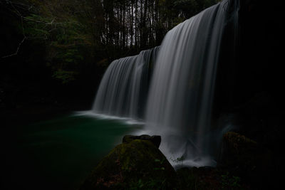 Scenic view of waterfall in forest