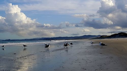 Scenic view of sea against cloudy sky