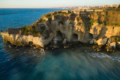 Aerial view of the roman caves of the villa di nerone in anzio