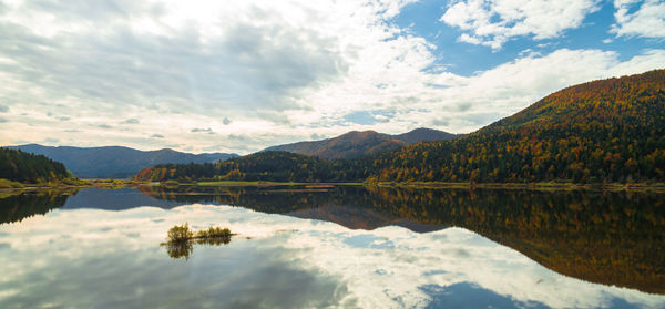 Reflection of clouds in lake