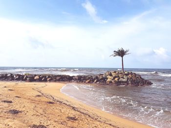 Scenic view of beach against sky