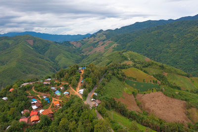 High angle view of landscape against sky