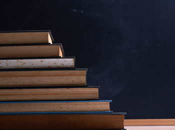 Close-up of books on table