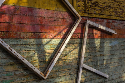 Low angle view of weathered wall of old building