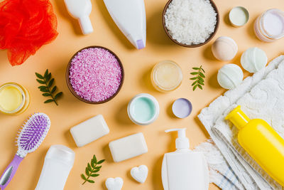 Directly above shot of various objects on table