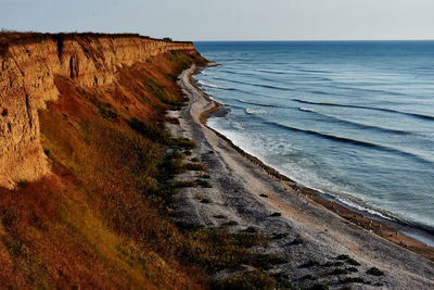 Scenic view of sea against clear sky