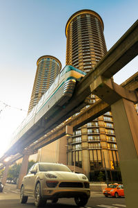 Low angle view of modern building against sky