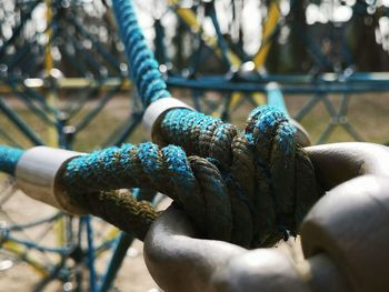 Close-up of rope tied up