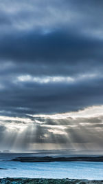 Scenic view of sea against cloudy sky