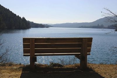 Scenic view of lake against clear sky