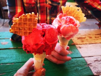 Cropped image of hand holding ice cream