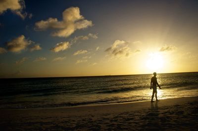 Scenic view of sea at sunset