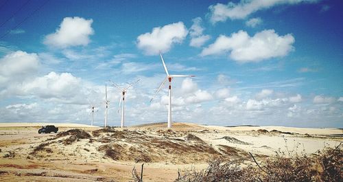 Wind turbines on landscape