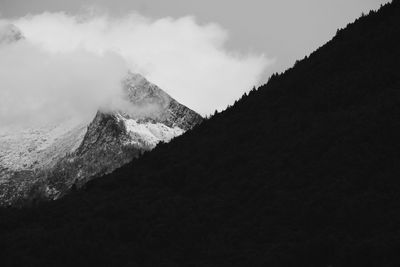 Panoramic view of volcanic mountain against sky