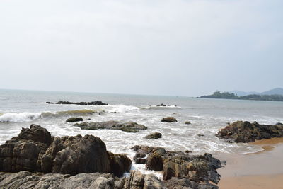 Scenic view of sea against clear sky