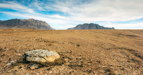Desert with mountains. panorama of a desert in afghanistan with mountains in the background