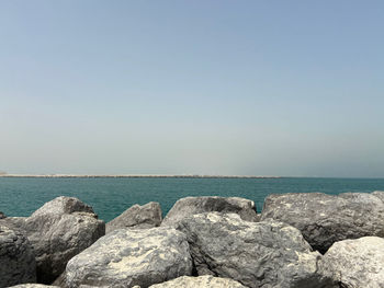 Scenic view of sea against clear sky